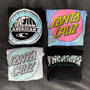 EUC. Lot of 4 skate/surf tshirts.